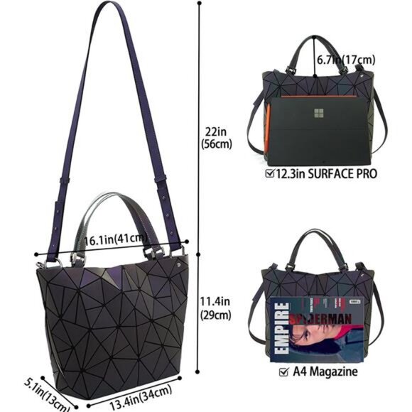 Geometric Purse, Geometric Luminous Crossbody Bags and Holographic wallet - Picture 2 of 7